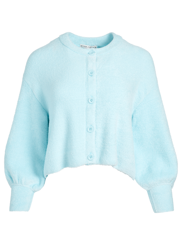 SYLVIE FUZZY CROPPED CARDIGAN - POWDER BLUE image 4 - ALICE + OLIVIA