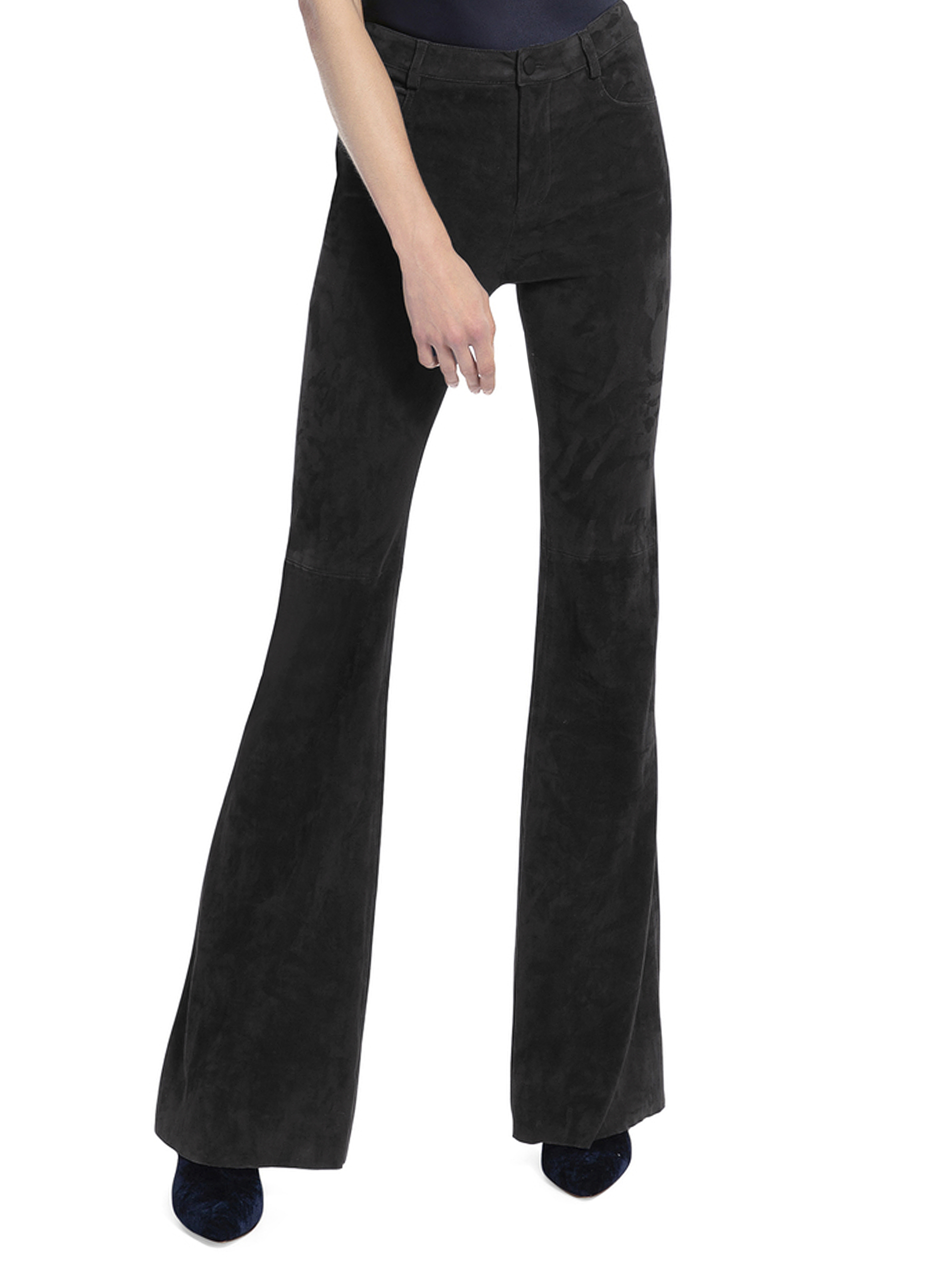 Suede Bell Pant In Black | Alice And Olivia