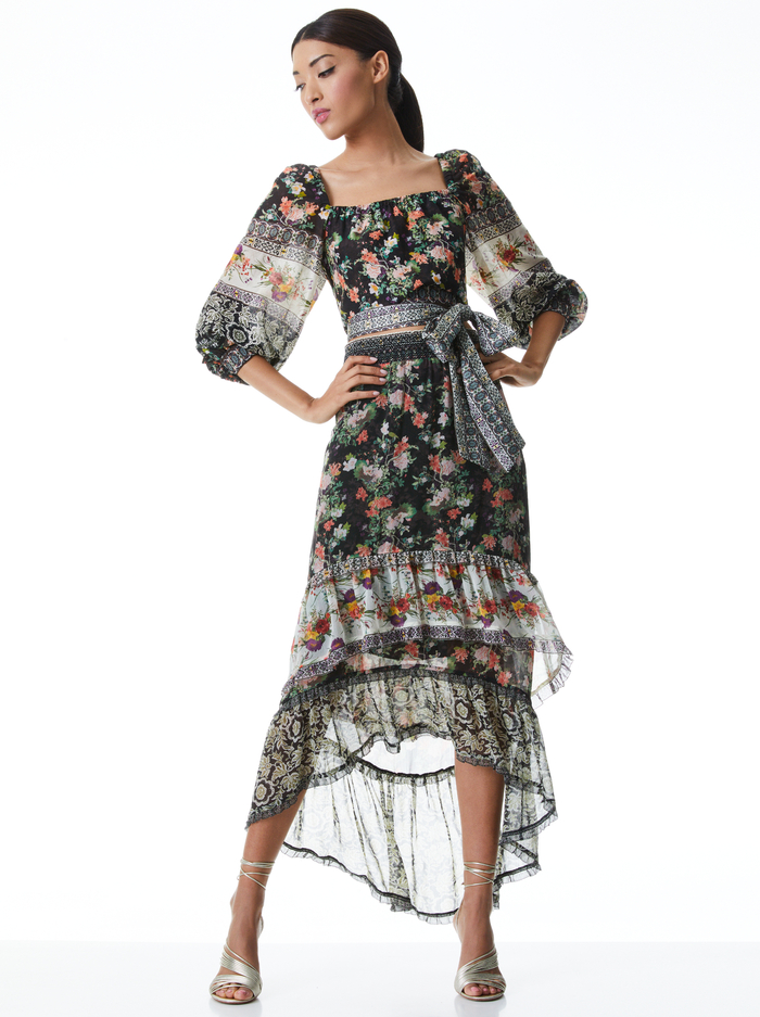 CARALIE HIGH LOW SKIRT - DREAM CASTLE MULTI image 4 - Alice And Olivia