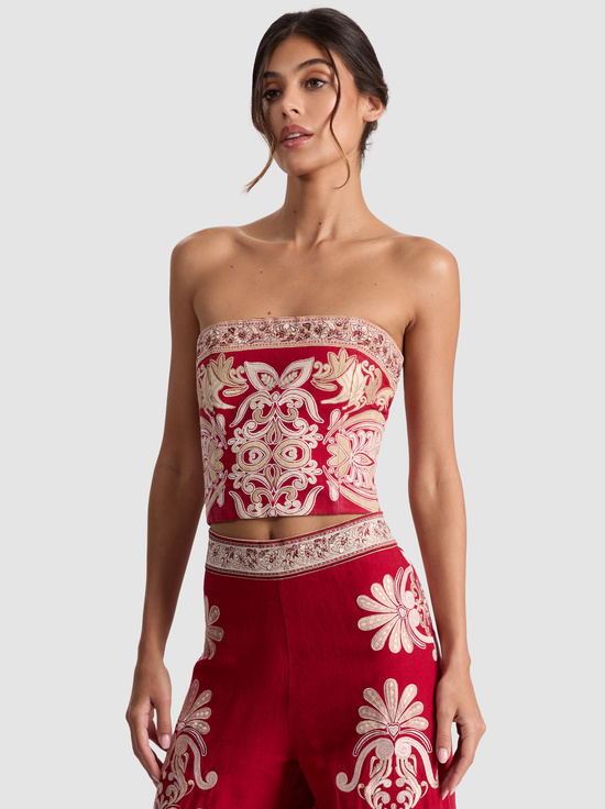 SERENADE DARK CHERRY-CECE EMBROIDERED TOP