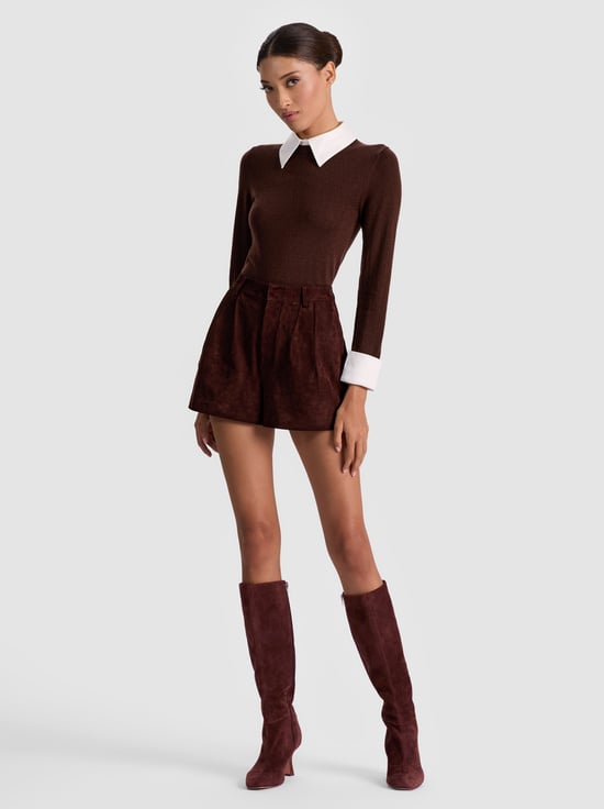 DARK CHOCOLATE-PORLA COLLARED SWEATER