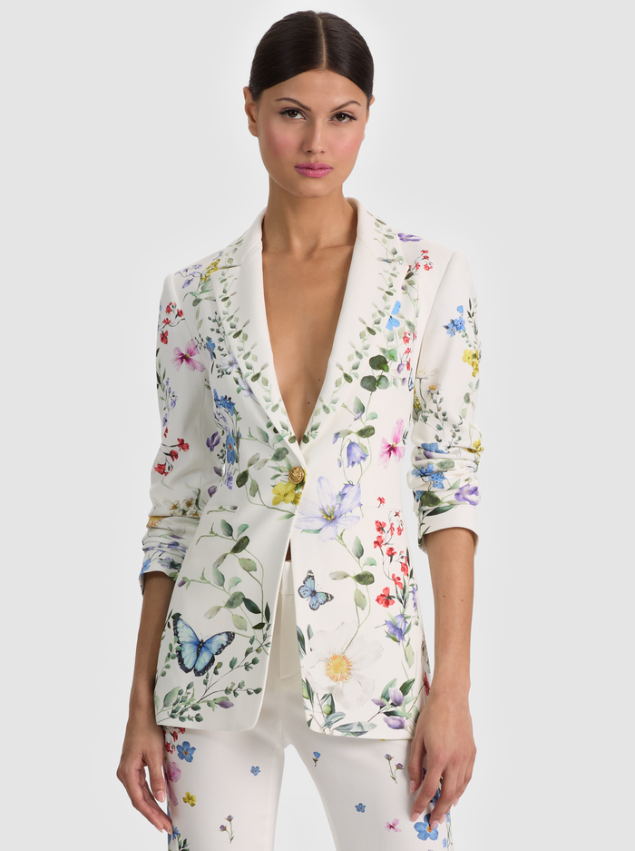 BREANN PRINTED BLAZER - TWISTING VINES OFF WHITE - ALICE + OLIVIA