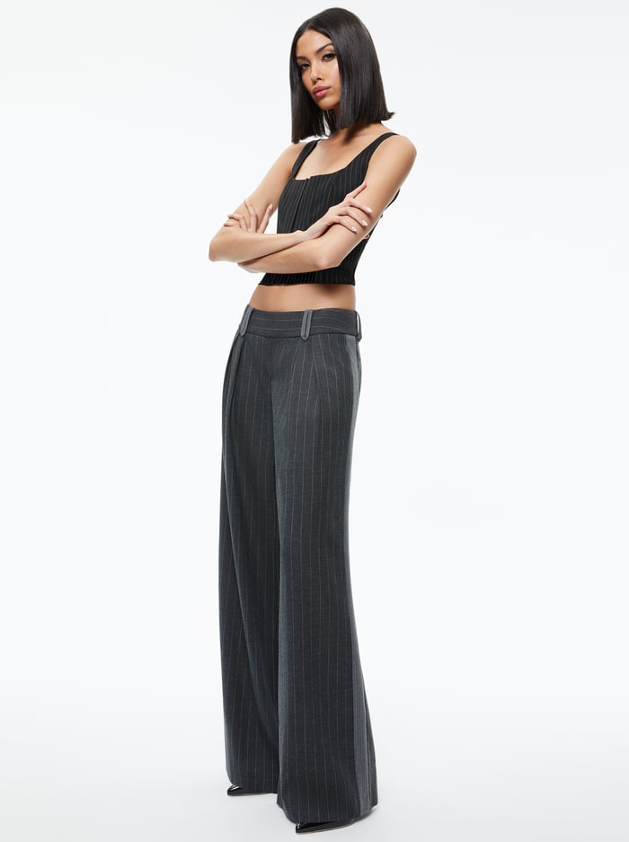 ERIC LOW RISE TROUSER - CHARCOAL PINSTRIPE image 4 - Alice And Olivia