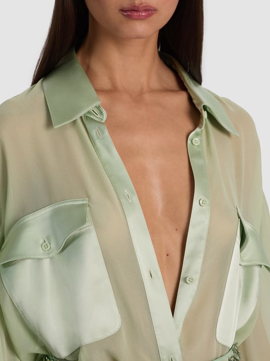 LIGHT SAGE-FINELY OVERSIZED UTILITY SHIRT