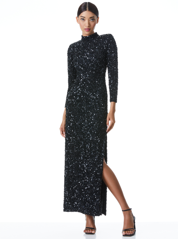 INKA SEQUIN MAXI GOWN - BLACK image 1 - Alice And Olivia