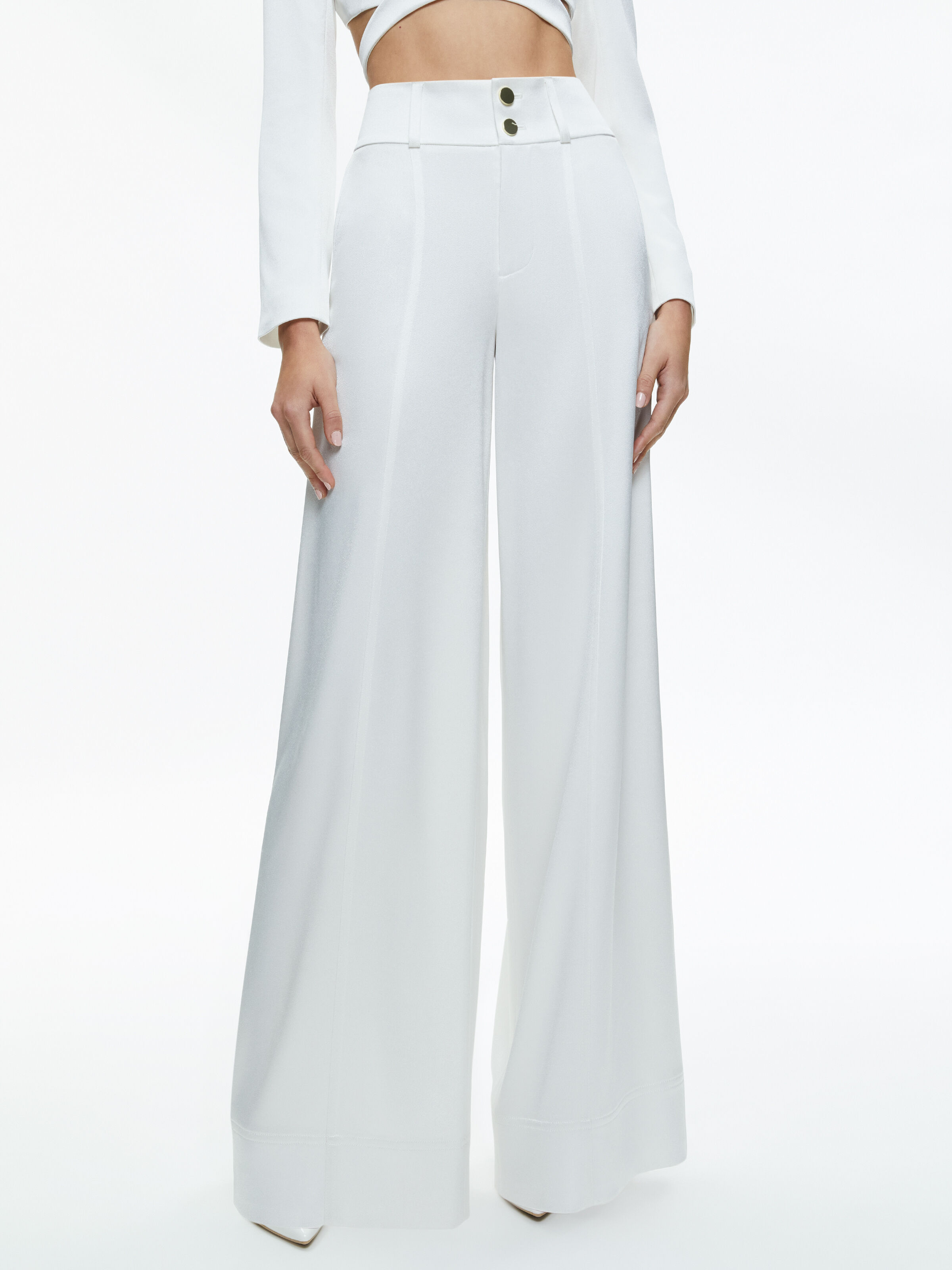 Alice and olivia white wide leg pants store
