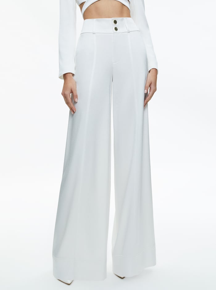 MAME HIGH RISE WIDE LEG CUFFED PANT - OFF WHITE - Alice And Olivia