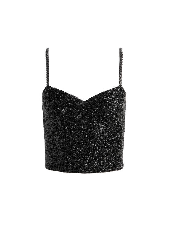 BLACK-NINA EMBELLISHED BUSTIER TOP