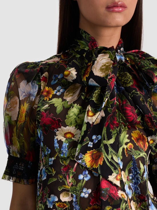 SOCIAL HOUR BLACK-BRENTLEY PUFF SLEEVE BLOUSE