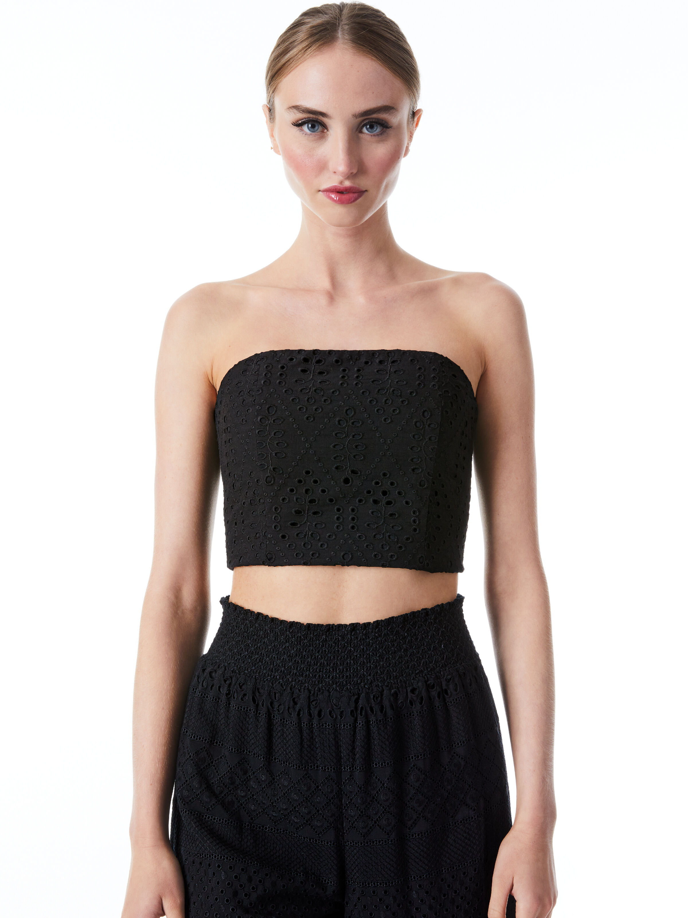 Ceresi Eyelet Bandeau Top In Black | Alice + Olivia