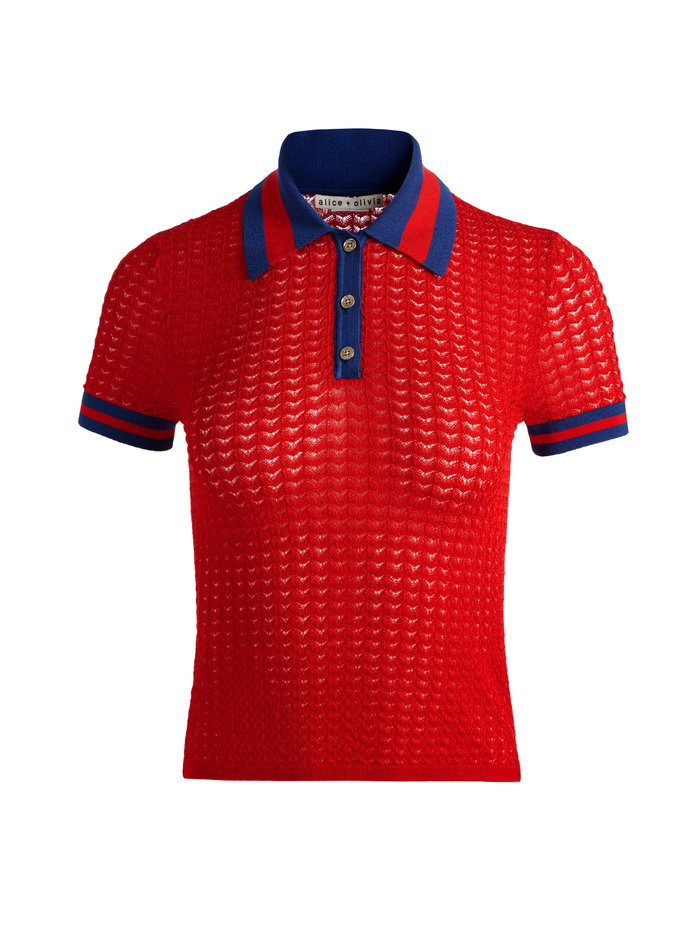MARTHA POINTELLE POLO - BRIGHT RUBY/INDIGO image 5 - Alice And Olivia