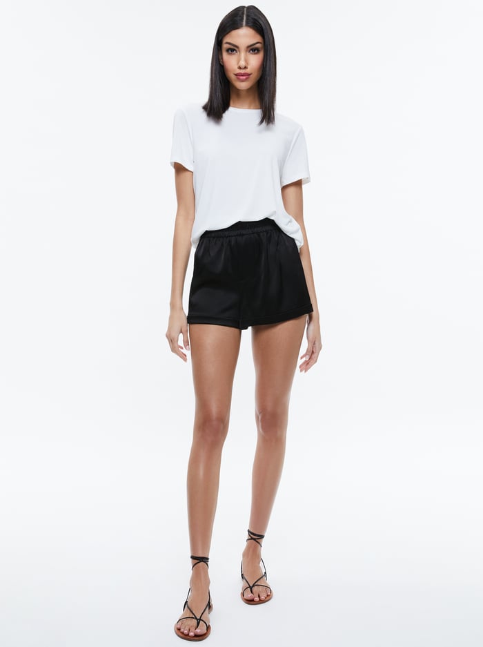 RICHIE CUFFED LOW RISE BOXER SHORT - BLACK image 1 - Alice And Olivia