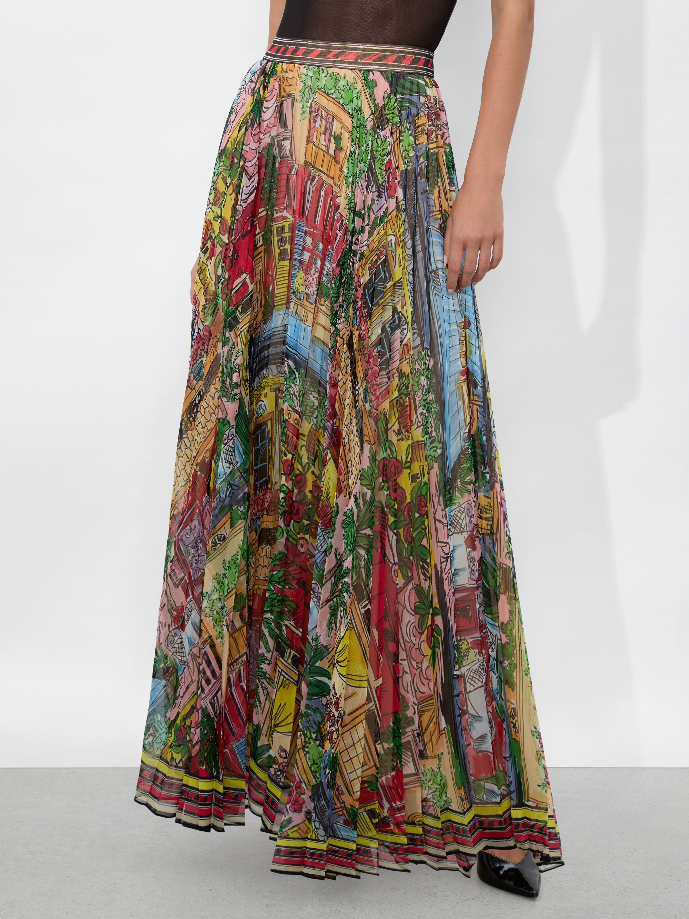Katz Pleated Maxi Skirt In Vacation Dreams | Alice + Olivia