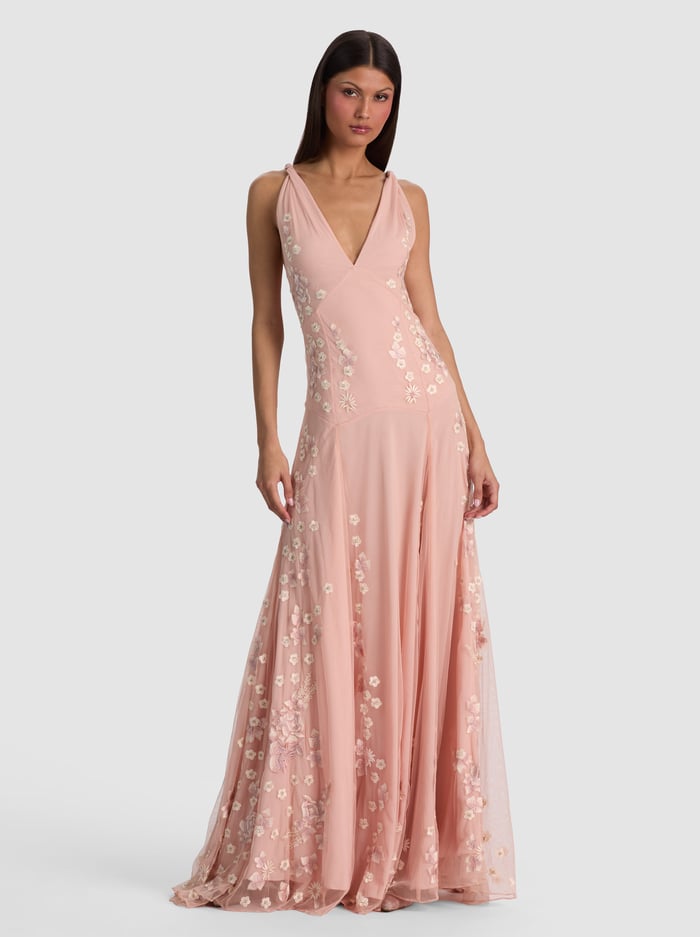 ANDRINA EMBELLISHED GOWN - PEARL BLUSH MULTI - ALICE + OLIVIA