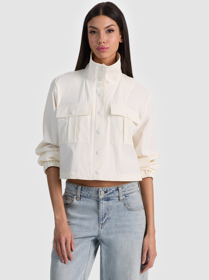 JAMES FUNNEL NECK CROPPED PARKA - OFF WHITE - ALICE + OLIVIA