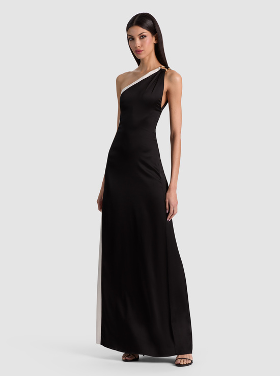 BLACK/OFF WHITE-GWENDOLYN CUTOUT MAXI DRESS
