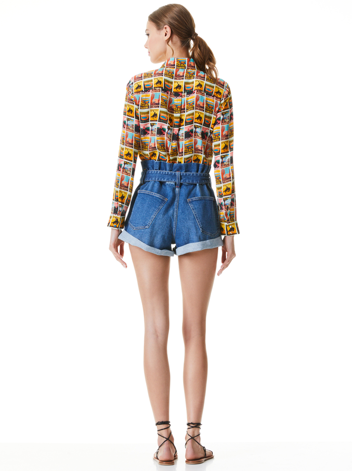 WILLA POSTCARD PRINTED BLOUSE - WESTERN POSTCARD image 1 - Alice And Olivia