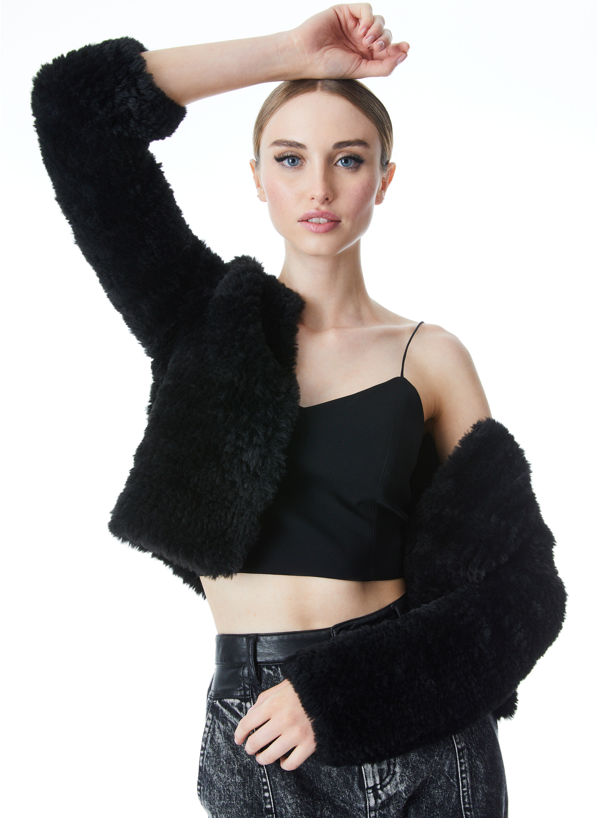 crop top fur jacket