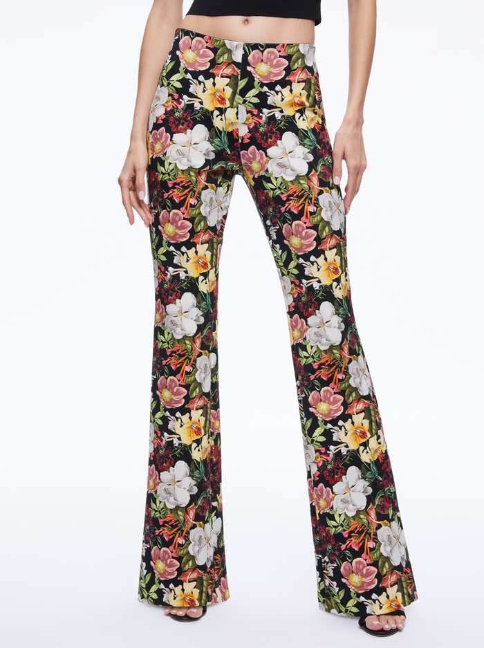 BRYNLEE BOOTCUT PANT - JUNIPER FLORAL BLACK - Alice And Olivia