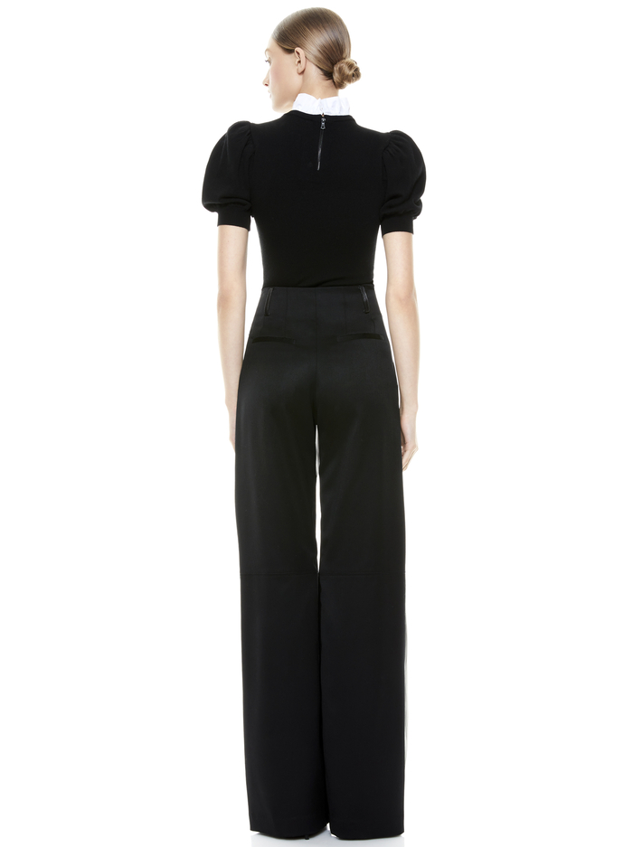 CHASE PUFF SLEEVE SWEATER - BLACK/WHITE image 1 - Alice And Olivia