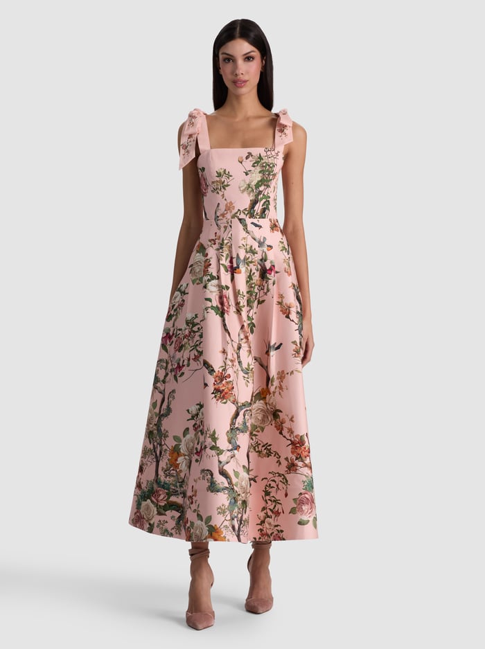 HANA MIDI DRESS - SUNSET GROVE ENGLISH ROSE - ALICE + OLIVIA