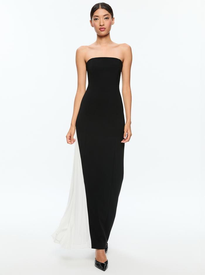 RETHA MAXI DRESS - BLACK/OFF WHITE - Alice And Olivia