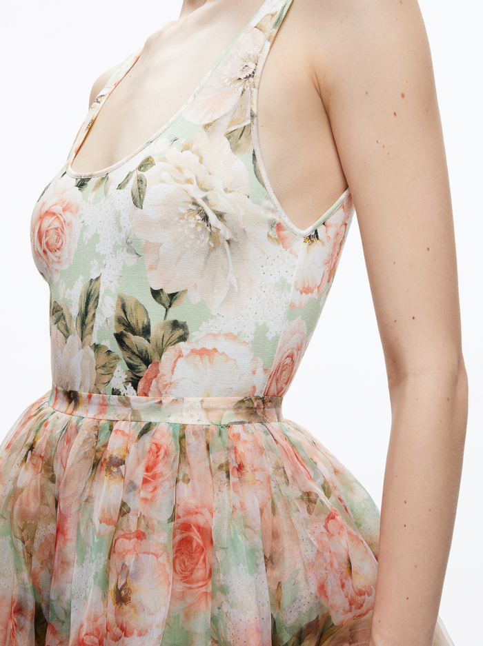 CHARA MINI DRESS - MORNINGSIDE FLORAL PISTACHIO image 3 - Alice And Olivia