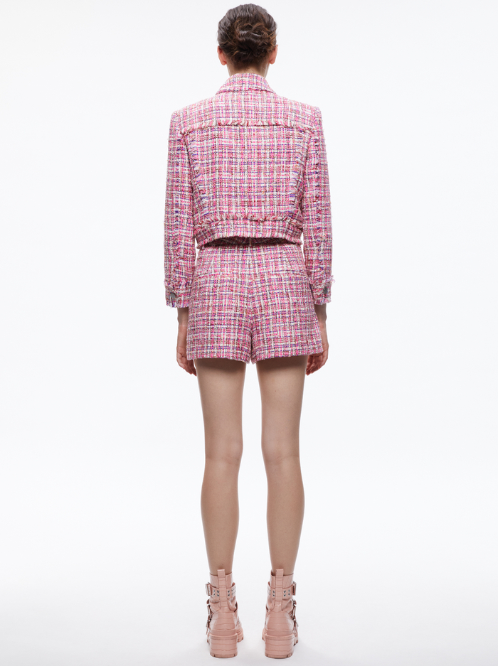 CHLOE TWEED CROPPED JACKET - CANDY MULTI image 1 - Alice And Olivia