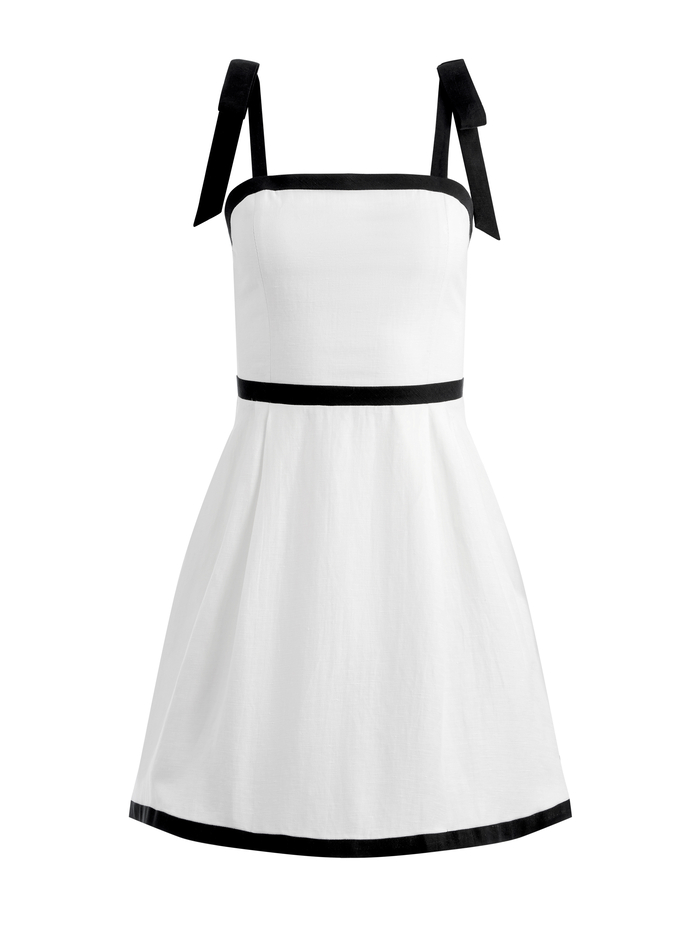 ELOISA TIE SHOULDER MINI DRESS - OFF WHITE/BLACK image 5 - Alice And Olivia
