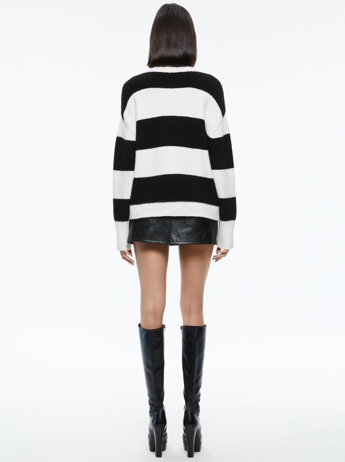 TIEL V-NECK PULLOVER - ECRU/BLACK image 1 - Alice And Olivia