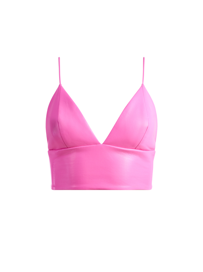CARLI VEGAN LEATHER BRA TOP - FRENCH ROSE image 5 - Alice And Olivia