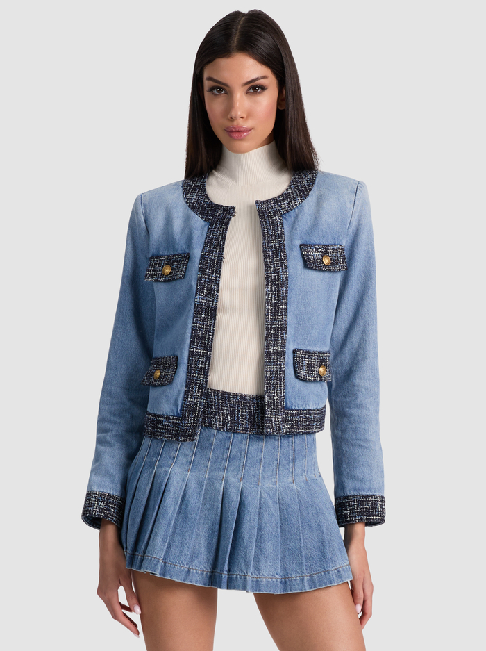 LANDON CROPPED DENIM JACKET - CELINE VINTAGE - Alice And Olivia
