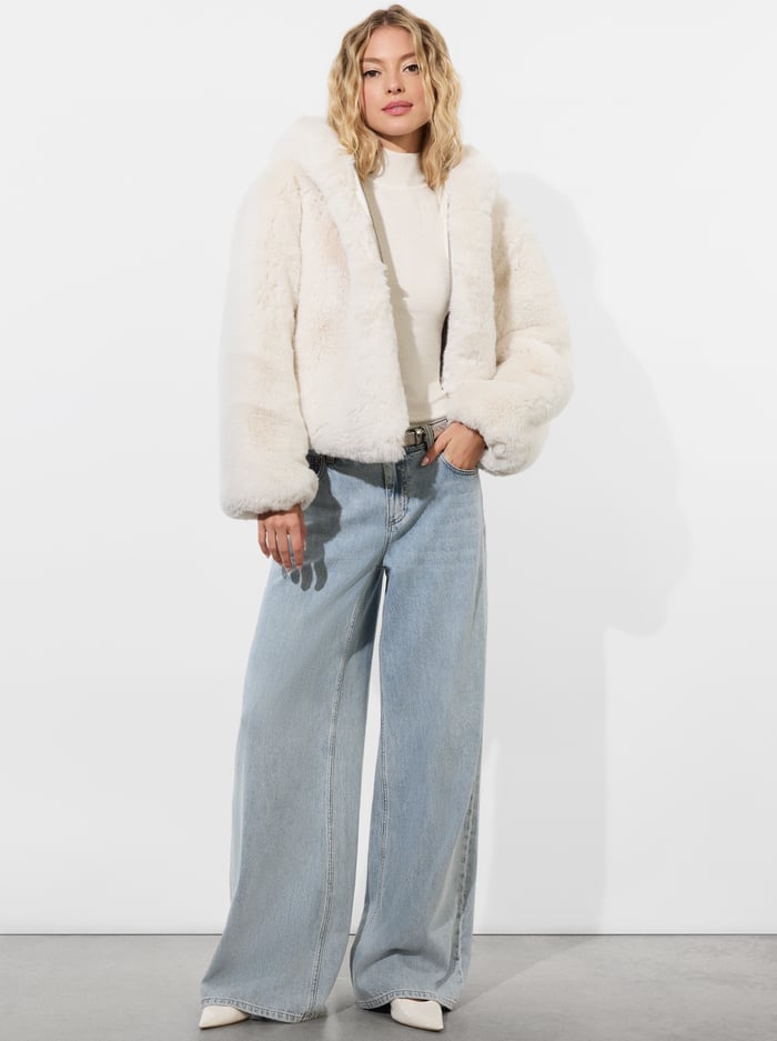 ROWE FAUX FUR BOMBER - OFF WHITE image 4 - Alice And Olivia