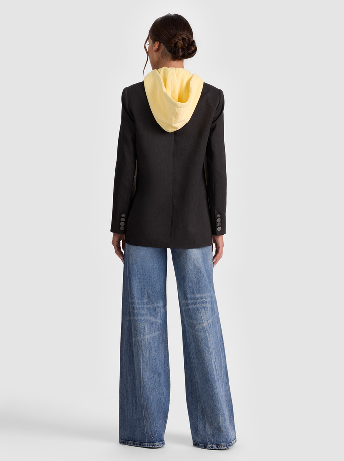 JORDAN BLAZER WITH REMOVABLE HOODIE - CHARCOAL/BUTTER image 3 - ALICE + OLIVIA