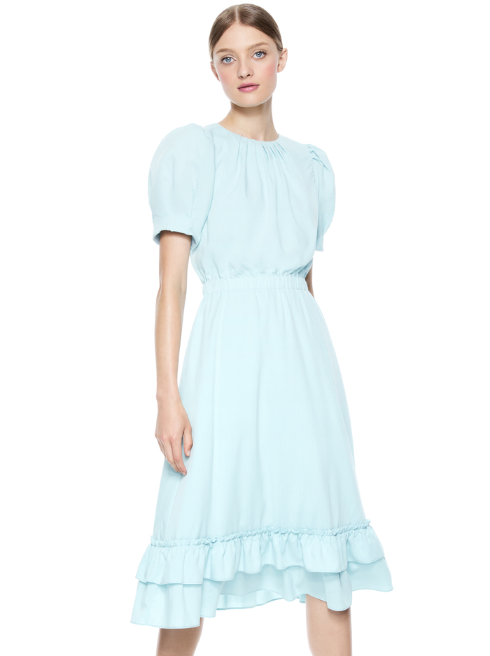 VIDA PUFF SLEEVE MIDI DRESS - POWDER BLUE image 2 - Alice And Olivia