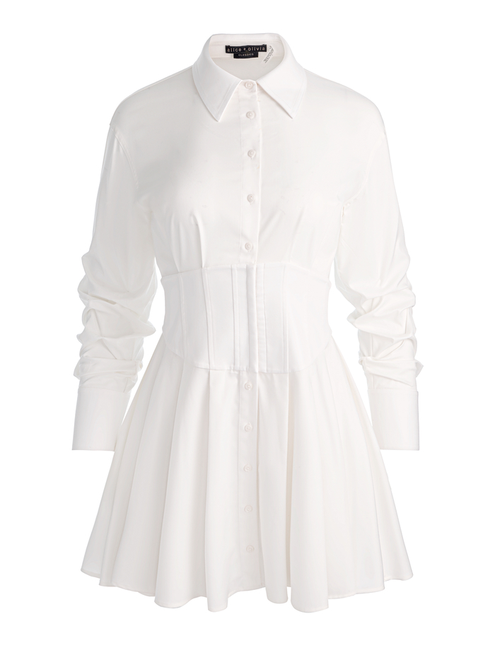 EDIE CORSET MINI SHIRT DRESS - OFF WHITE image 5 - ALICE + OLIVIA