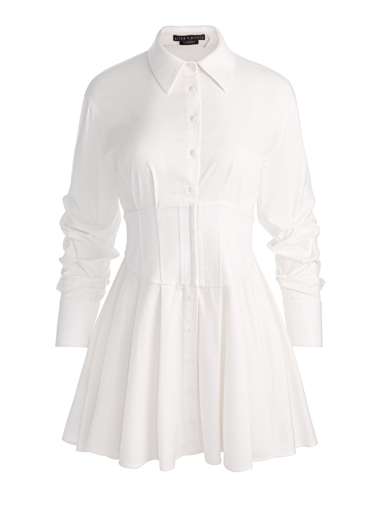 OFF WHITE-EDIE CORSET MINI SHIRT DRESS
