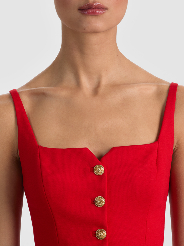 KELCEY BUTTON FRONT TOP - CHILI PEPPER image 3 - ALICE + OLIVIA