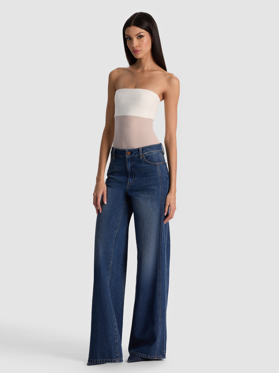 OFF WHITE-BANDEAU STRAPLESS BODYSUIT