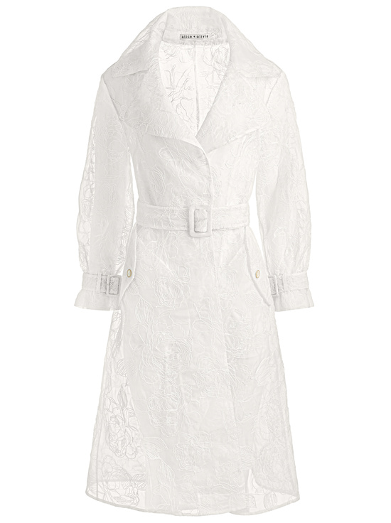 OFF WHITE-NEVADA EMBROIDERED SHEER TRENCH COAT