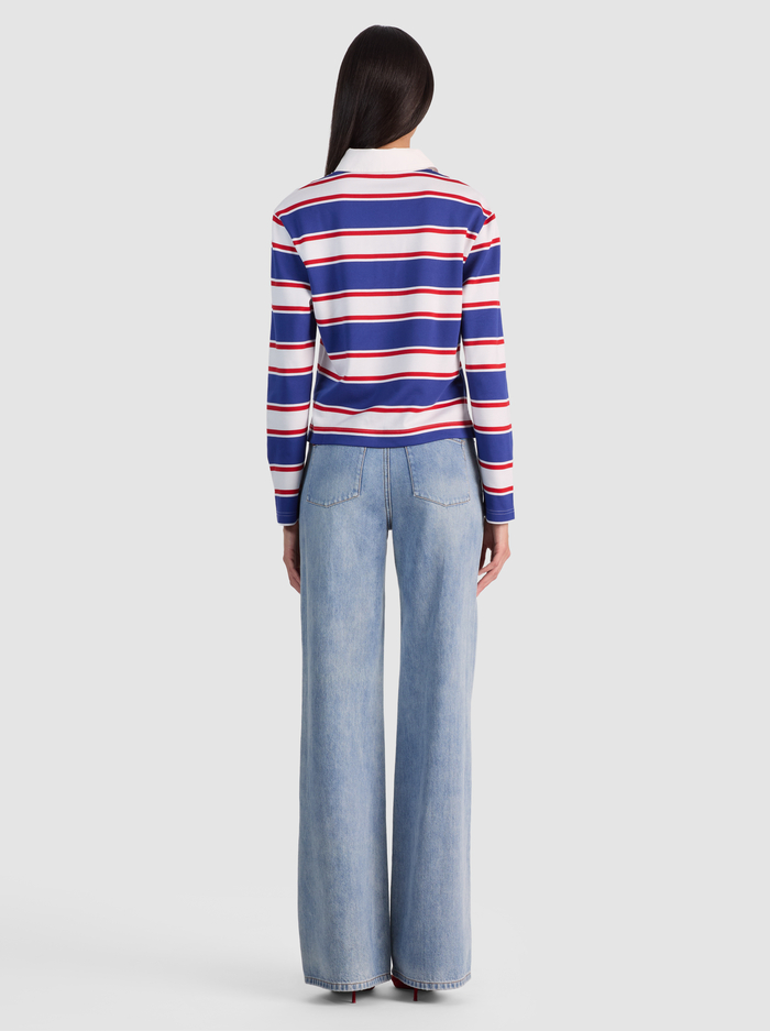 LYLE RUGBY POLO TOP - AMERICANA STRIPE image 4 - ALICE + OLIVIA