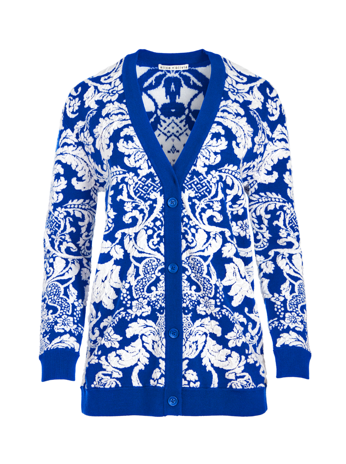 BRADFORD PAISLEY GRANDPA CARDIGAN - BLUE EYES/SOFT WHITE image 5 - Alice And Olivia