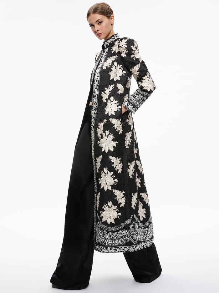 THOMAS EMBROIDERED COAT - BLACK/SILVER image 2 - Alice And Olivia