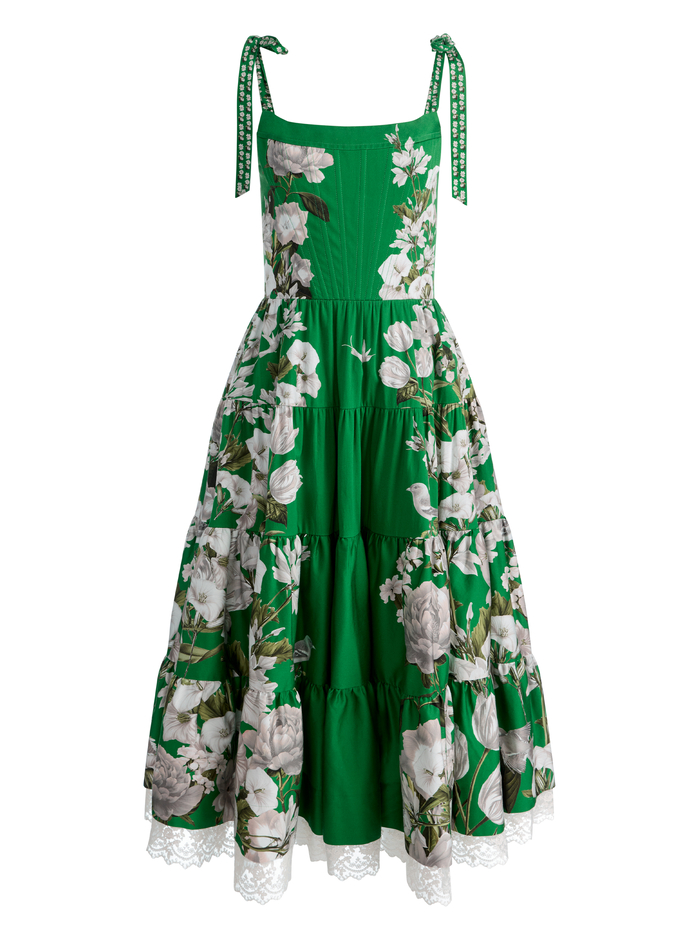 ROSALEE BUSTIER MIDI DRESS - AMERICAN BEAUTY GREEN APPLE image 5 - ALICE + OLIVIA