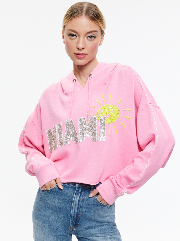 SUNNY BOXY CROPPED HOODIE - BALLET SLIPPER - Alice And Olivia