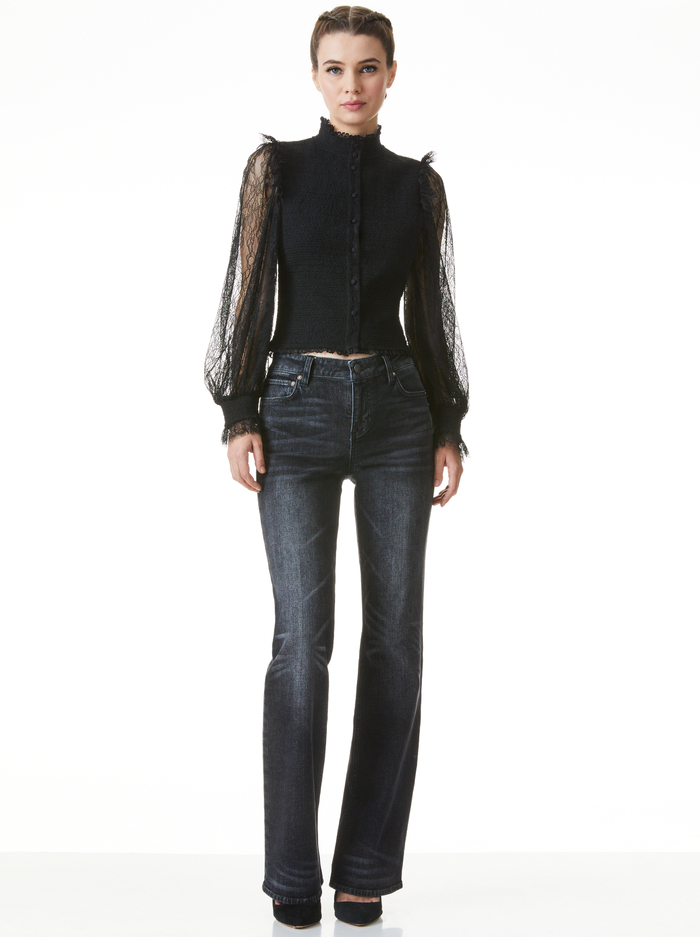 AVIVA SMOCKED BLOUSE - BLACK image 2 - Alice And Olivia