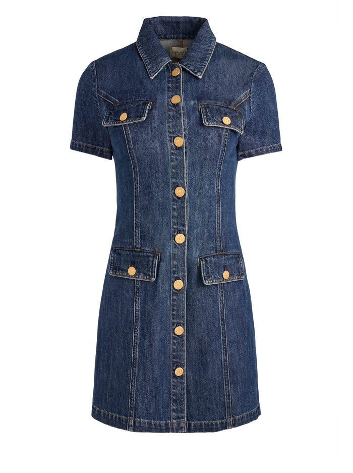 JAMIE DENIM MINI DRESS - CAMBRIA VINTAGE image 5 - Alice And Olivia