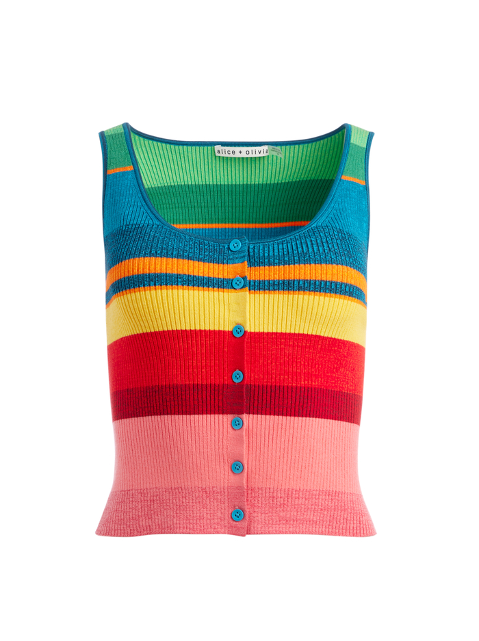 DARYN BUTTON CROPPED TANK - MULTI image 5 - Alice And Olivia