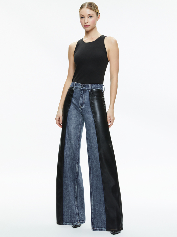 TRISH VEGAN LEATHER BAGGY JEAN - BROOKLYN BLUE image 2 - Alice And Olivia