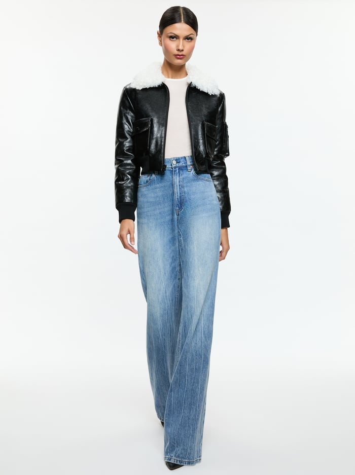 WILLARD VEGAN BOMBER - BLACK image 4 - Alice And Olivia
